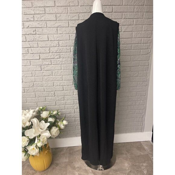 Pink Clove Women Black Long Open Front Crepe Cardigan / Vest Size S NWT - Picture 2 of 8